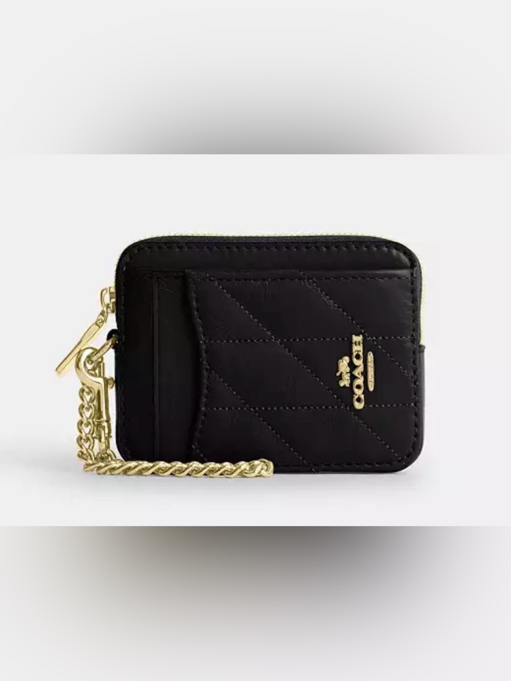 Coach Zip Card Case with Quilting in Black Great Condition
